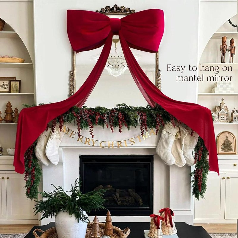 20 x 71 Inches Extra Large Red Velvet Bow for Christmas Tree Decoration, Giant Xmas Tree Toppers Bows for Home Wreath Wall Backdrop Birthday Wedding Party Decorations (Red) - Image 5